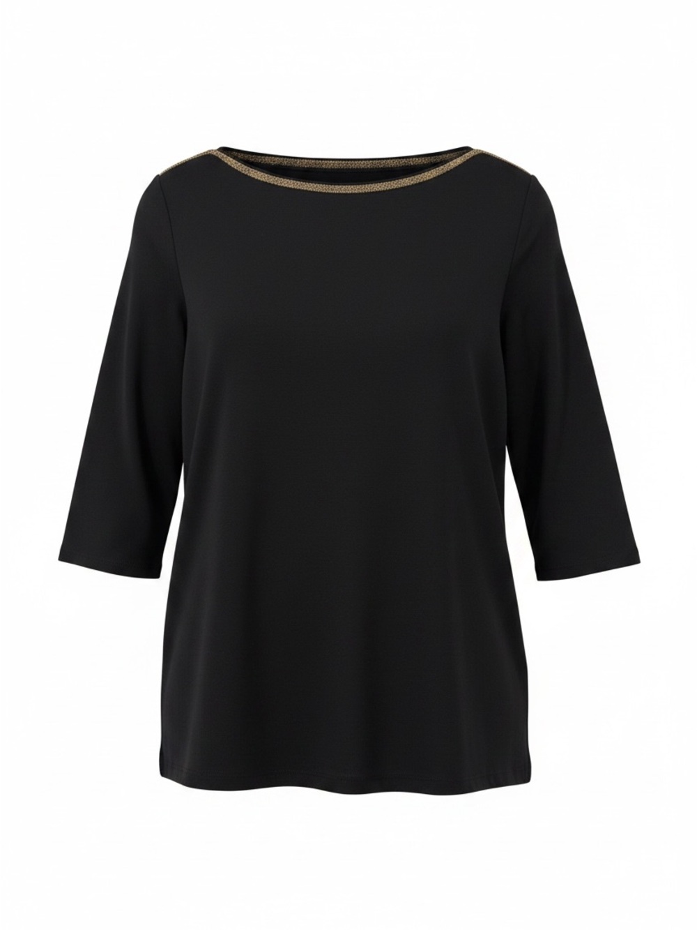 croft & barrow Black Long Sleeve Tee with Gold Neck Trim